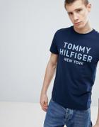 Tommy Hilfiger Large Logo T-shirt In Navy - Navy