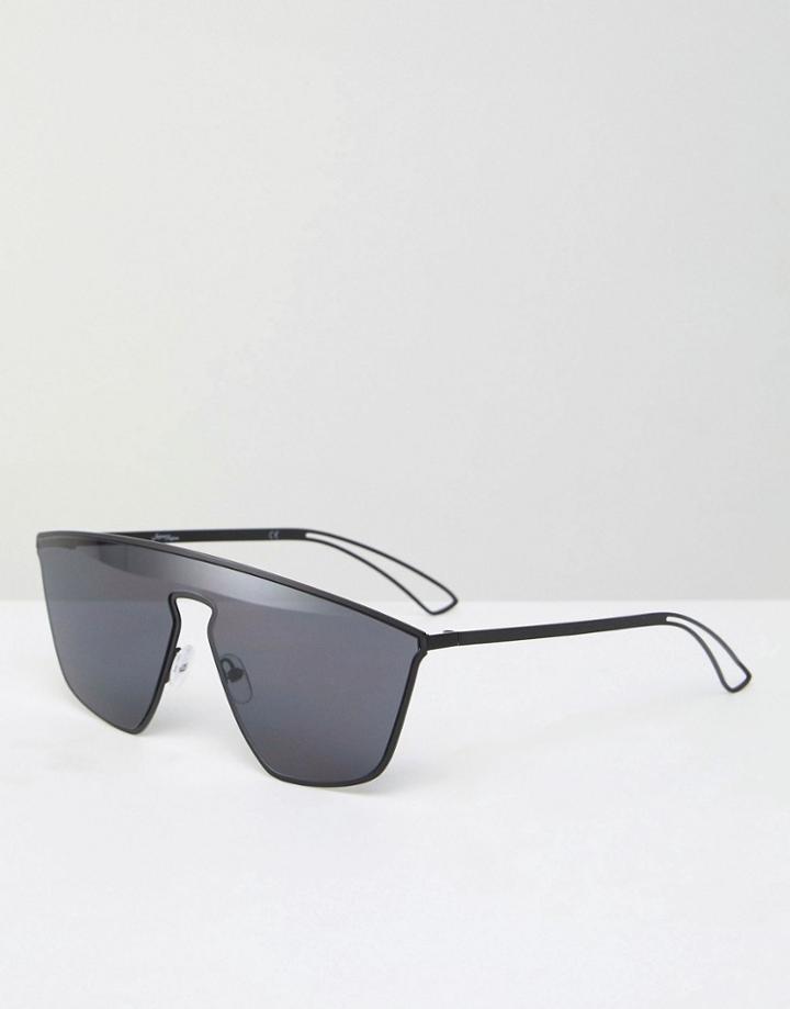 Jeepers Peepers Visor Aviator Sunglasses In Black - Black