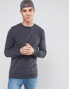 Asos Lightweight Muscle Sweatshirt In Washed Black - Blue