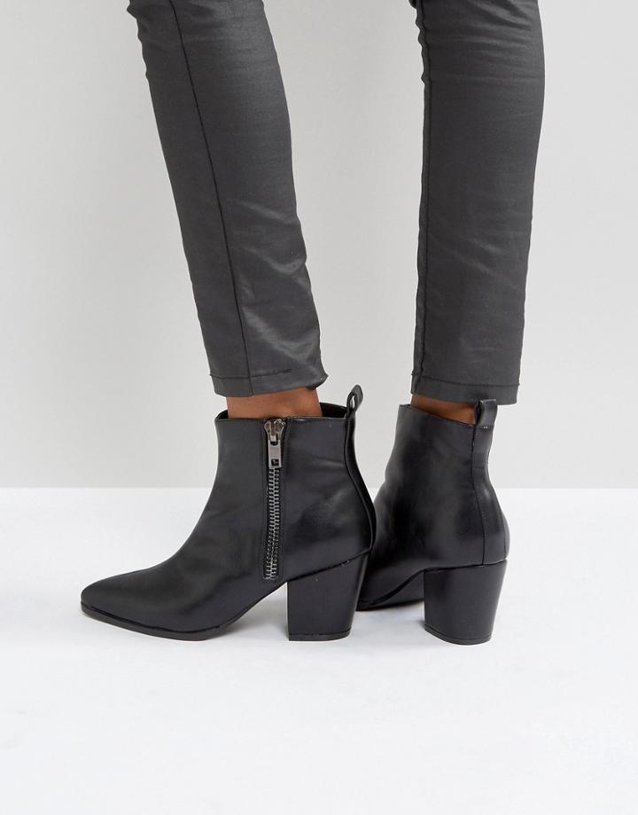 London Rebel Exposed Side Zip Boot - Black