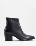 Asos Design Heeled Chelsea Boots With Pointed Toe In Black Leather