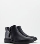 Simply Be Wide Fit Flat Chelsea Boot With Zip Detail In Black