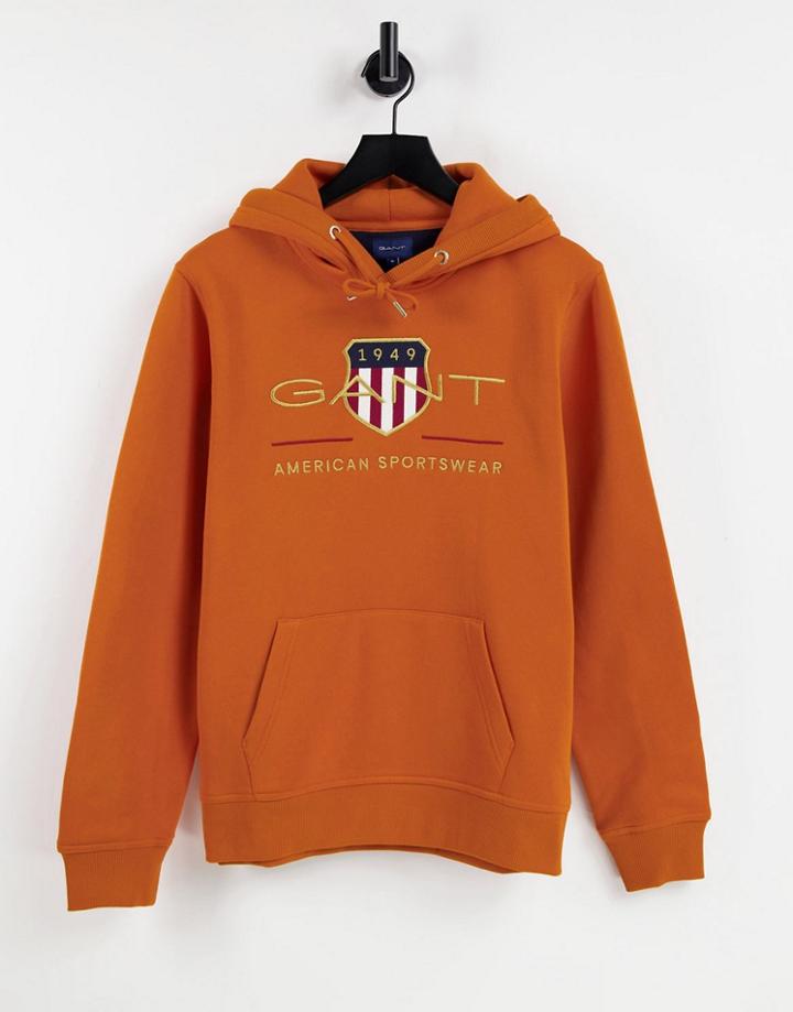 Gant Archive Shield Logo Hoodie In Savannah Orange