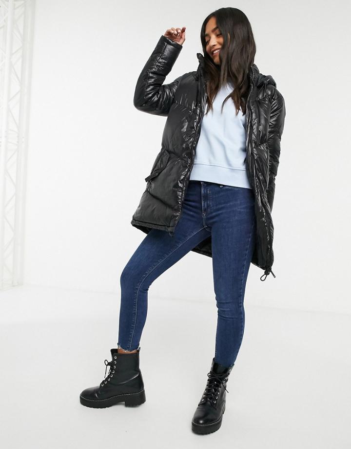 Brave Soul Cello Mid Length Puffer Jacket-black