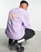 Asos Design Oversized Sweatshirt In Purple With Dragon Back Print