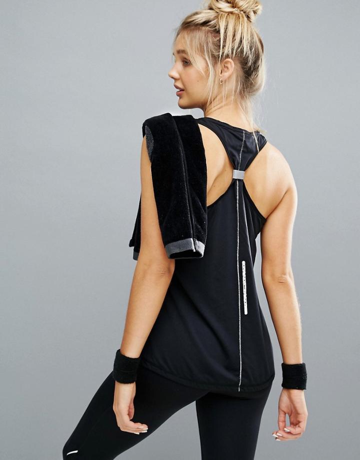 Elle Sport Tie Back Detail Gym Tank - Black