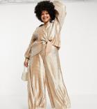 In The Style Plus X Elle Darby Wide Leg Pant In Taupe - Part Of A Set-neutral