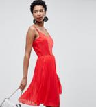 Vero Moda Tall Pleated Cami Mini Dress In Red