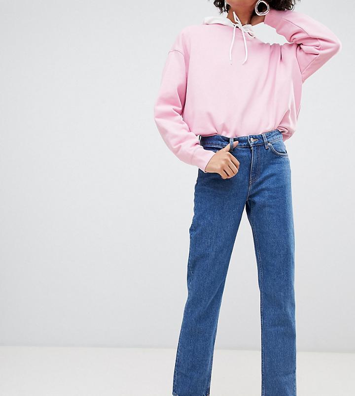 Weekday Mid Rise Slim Straight Jean In Organic Cotton-blue