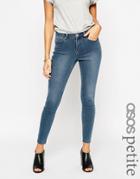 Asos Petite Lisbon Skinny Mid Rise Ankle Grazer Jeans In Fearless Wash - Blue
