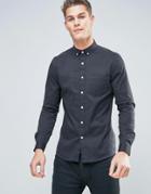 Asos Slim Twill Shirt With Stretch In Black - Pink