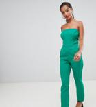 Boohoo Petite Bandeau Tailored Jumpsuit Green - Green