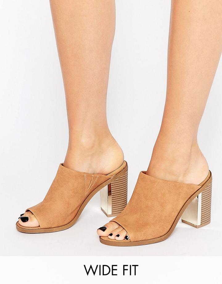 New Look Wide Fit Heeled Mule - Tan