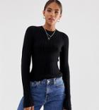 Asos Design Tall Crew Neck Sweater In Skinny Rib - Black