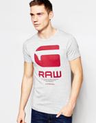 G-star T-shirt Resap Crewneck G Raw Logo Print In Gray Heather - Gray Htr