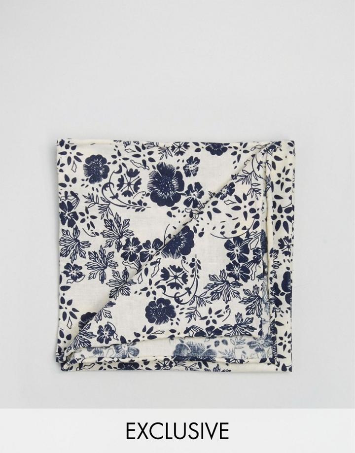Noose & Monkey Floral Pocket Square - Cream