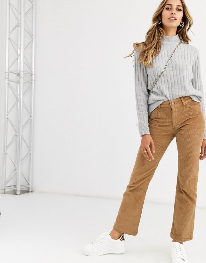 Vero Moda Cord Straight Leg Pants In Tan