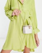 French Connection Chain Strap Mini Box Bag In Cream-white