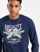 Jack & Jones Originals Pride Oversized Sweatshirt With Pegasus Print In Navy