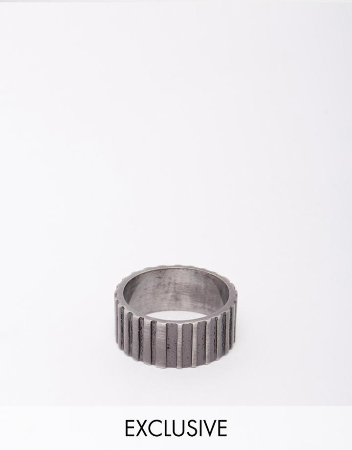 Simon Carter Antiqued Graduated Line Ring - Black