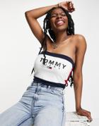 Tommy Jeans Color Block Bandeau Top In White