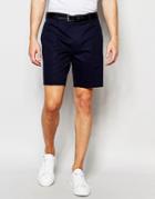 Asos Skinny Tailored Chino Shorts In Navy - Navy