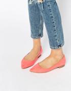 Asos Lost Pointed Ballet Flats - Coral