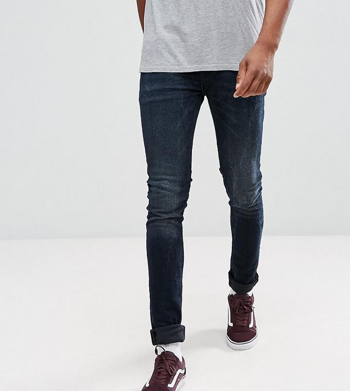 Asos Tall Super Skinny Jeans In Blue Black Wash - Blue
