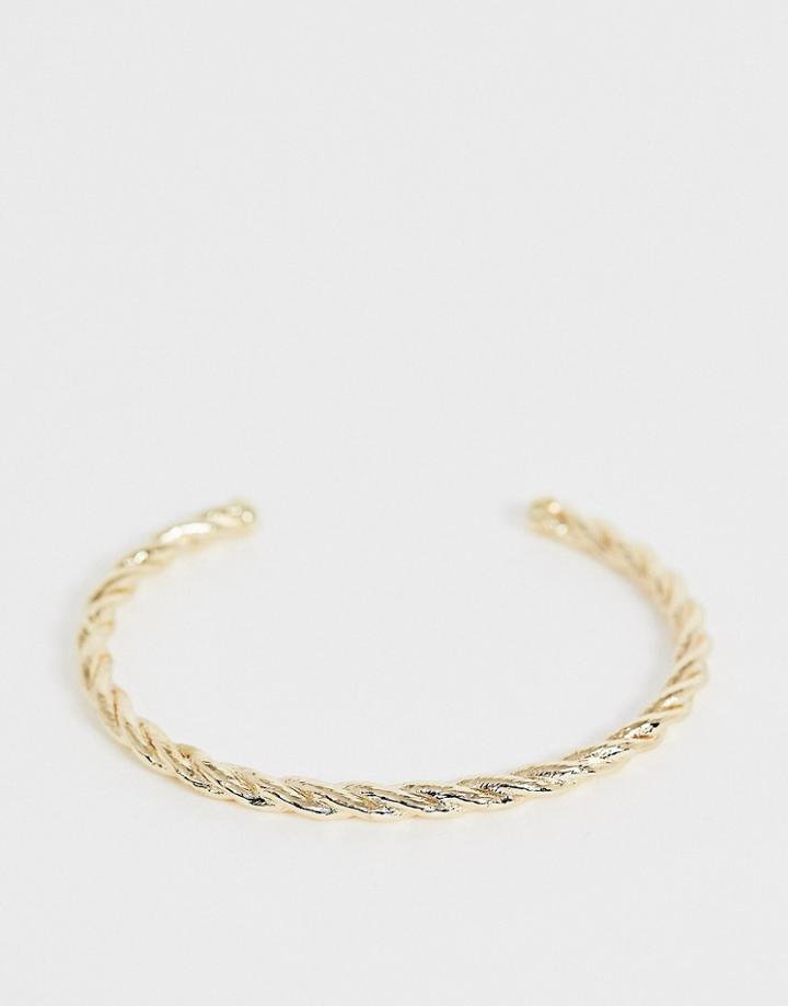 Asos Design Twist Cuff Bracelet In Gold Tone