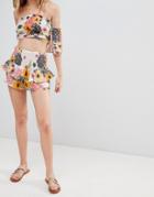 Love & Other Things Sunflower Frill Short - White