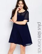 Lovedrobe Plus Shift Dress With Check Top - Navy