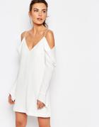 C/meo Collective Cold Shoulder Long Sleeve Dress - White