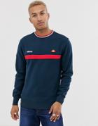 Ellesse Columbus Sweat With Stripe In Navy