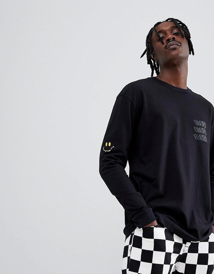 Globe Smile Now Long Sleeve T-shirt In Black - Black
