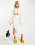 4th & Reckless Textured Side Silt Skirt In Cream - Part Of A Set-white