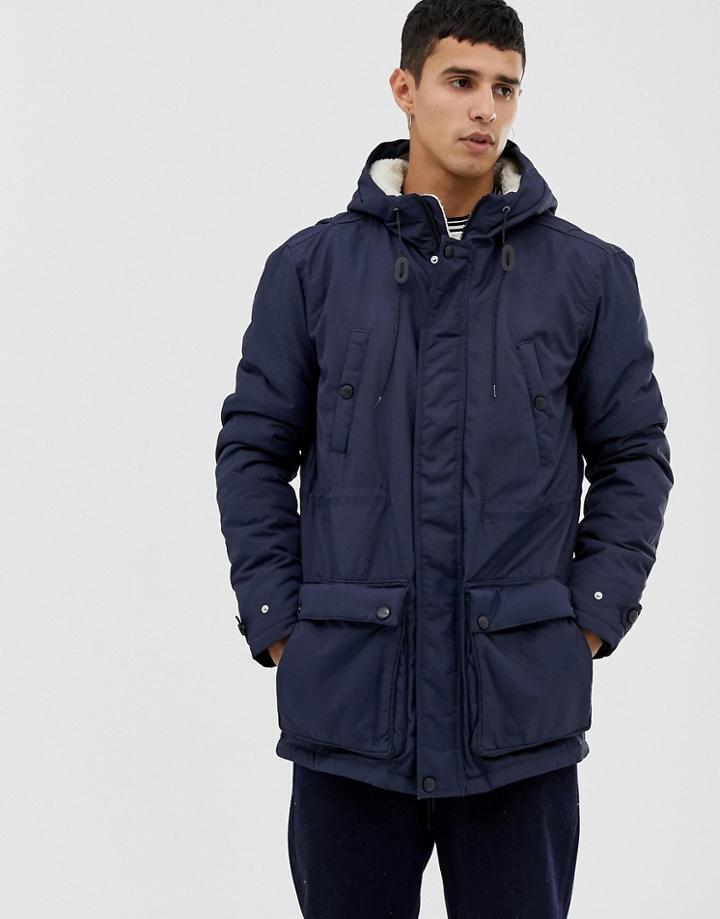 Kronstadt Bonded Fleece Lined Parka Jacket - Navy