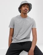 Asos Design T-shirt With Modesty V And Contrast Stitching In Gray Marl - Gray