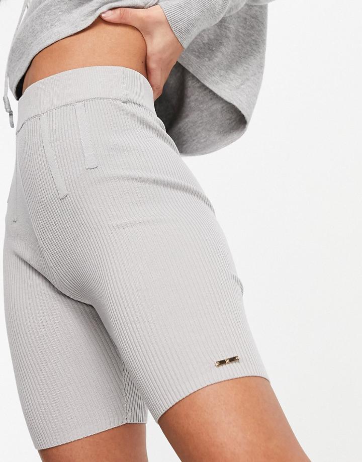 River Island Bodyform Lounge Knit Shorts In Gray - Part Of A Set-grey
