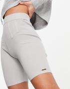 River Island Bodyform Lounge Knit Shorts In Gray - Part Of A Set-grey