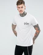 Asos T-shirt In Burn Out With Chest Embroidery - Gray