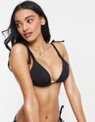 Asos Design Fuller Bust Mix And Match High Triangle Supportive Bikini Top In Black