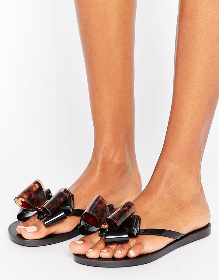 Zaxy Link Twin Bow Flip Flop - Black