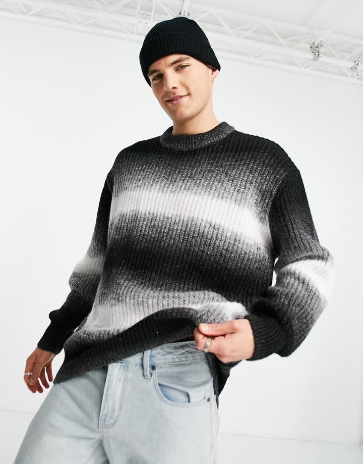 Topman Ombre Stripe Sweater In Black
