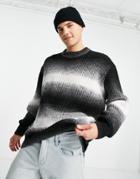 Topman Ombre Stripe Sweater In Black
