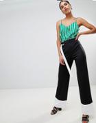 Boohoo Contrast Pants With Tie - Black