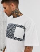 Only & Sons Baroque Stripe Pocket T-shirt In White - White