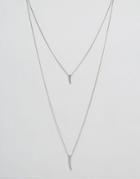 Asos Sleek Horn Lariat Necklace - Silver