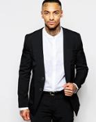 Rogues Of London Suit Jacket Without Lapel In Slim Fit - Black