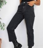 Asos Design Petite High Rise Stretch 'effortless' Crop Kick Flare Jeans In Black