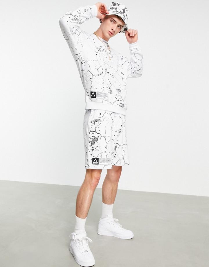 Asos Unrvlld Spply Coordinating Relaxed Shorts With All Over Map Print In White